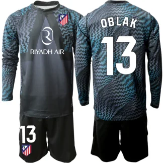 Otroški Nogometni dresi kompleti Atletico Madrid 2026-27 Vratarski Jan Oblak 13 črna