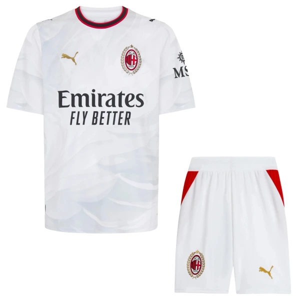 Poceni Otroški nogometni dres kompleti AC Milan Gostujoči 2026/27 bela