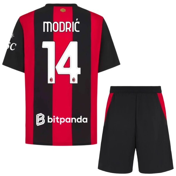Poceni Otroški nogometni dres kompleti AC Milan Luka Modric #14 Domači 2026/27