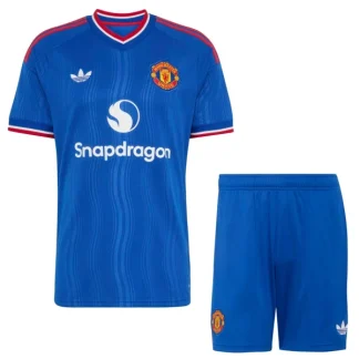 Otroški nogometni dres kompleti Manchester United 2026/27 Gostujoči modra