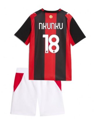 Poceni Otroški Nogometni dres kompleti AC Milan Christopher Nkunku #18 Domači 2026-27